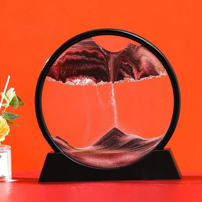 3D Moving Sand Art Round Glass - ZATShop Black Base-Brown / 12 inch