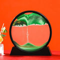 3D Moving Sand Art Round Glass - ZATShop Black Base-Green / 12 inch