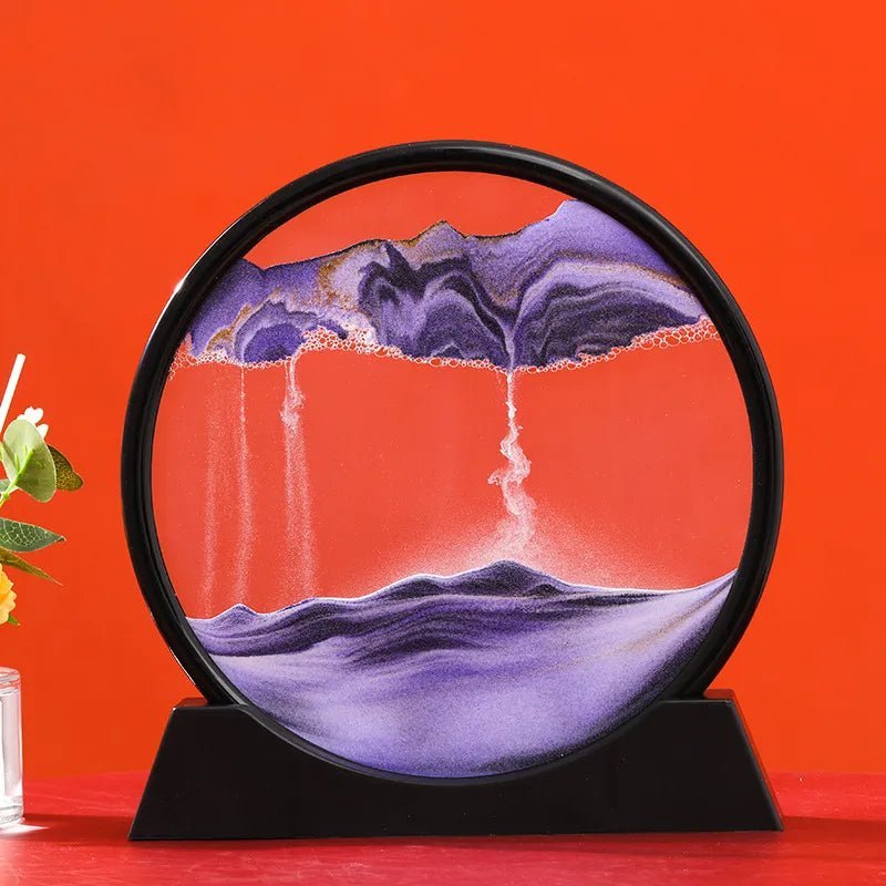3D Moving Sand Art Round Glass - ZATShop Black Base-Purple / 12 inch