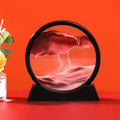 3D Moving Sand Art Round Glass - ZATShop Black Base-Red / 12 inch
