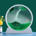 3D Moving Sand Art Round Glass - ZATShop White Base-Green / 12 inch