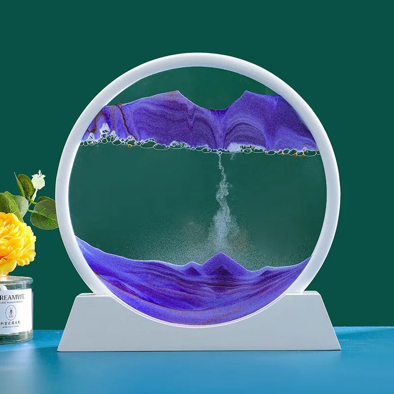 3D Moving Sand Art Round Glass - ZATShop White Base-Purple / 12 inch
