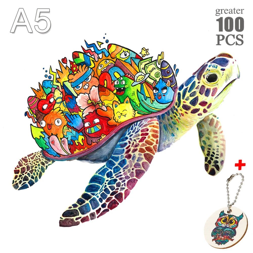 Animal Wooden Puzzles Jigsaw - ZATShop A5 Sea Turtle