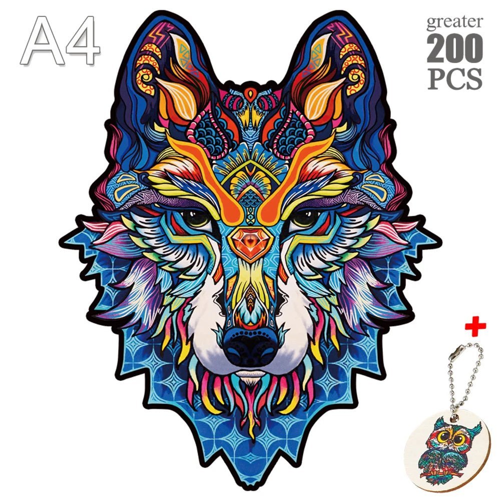 Animal Wooden Puzzles Jigsaw - ZATShop A4 Wolf