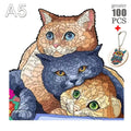 Animal Wooden Puzzles Jigsaw - ZATShop A5 Cat Stack