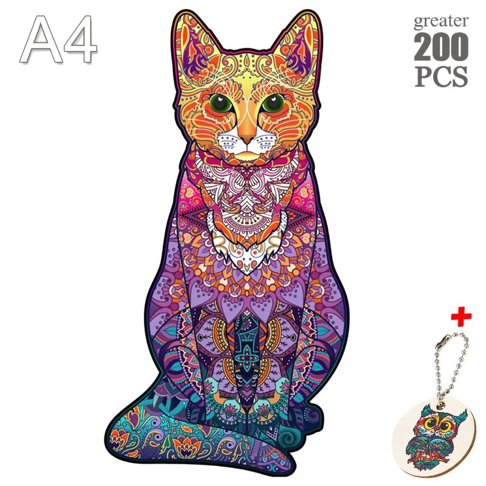 Animal Wooden Puzzles Jigsaw - ZATShop A4 Cat