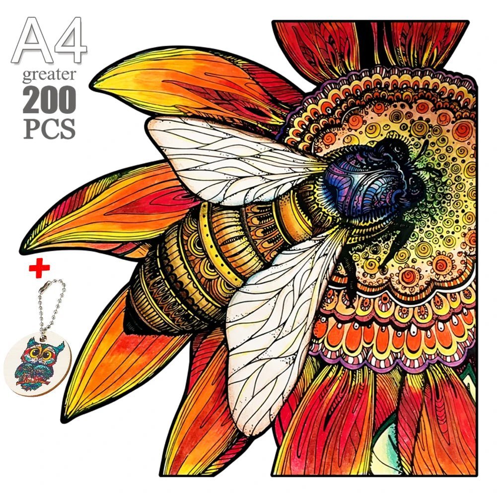 Animal Wooden Puzzles Jigsaw - ZATShop A4 Bee