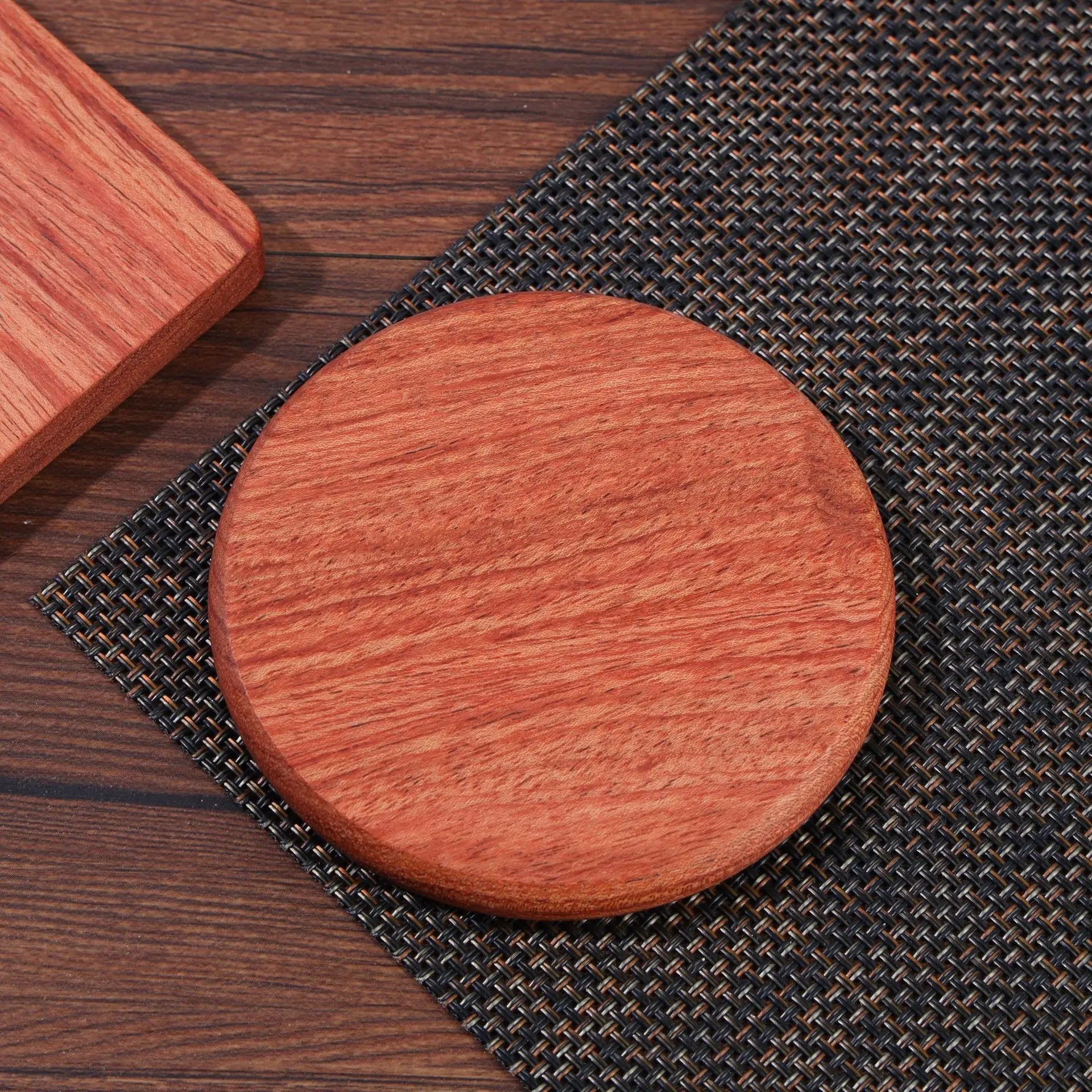 Classic Style Solid Wood Coasters - ZATShop Rosewood Round - Flat