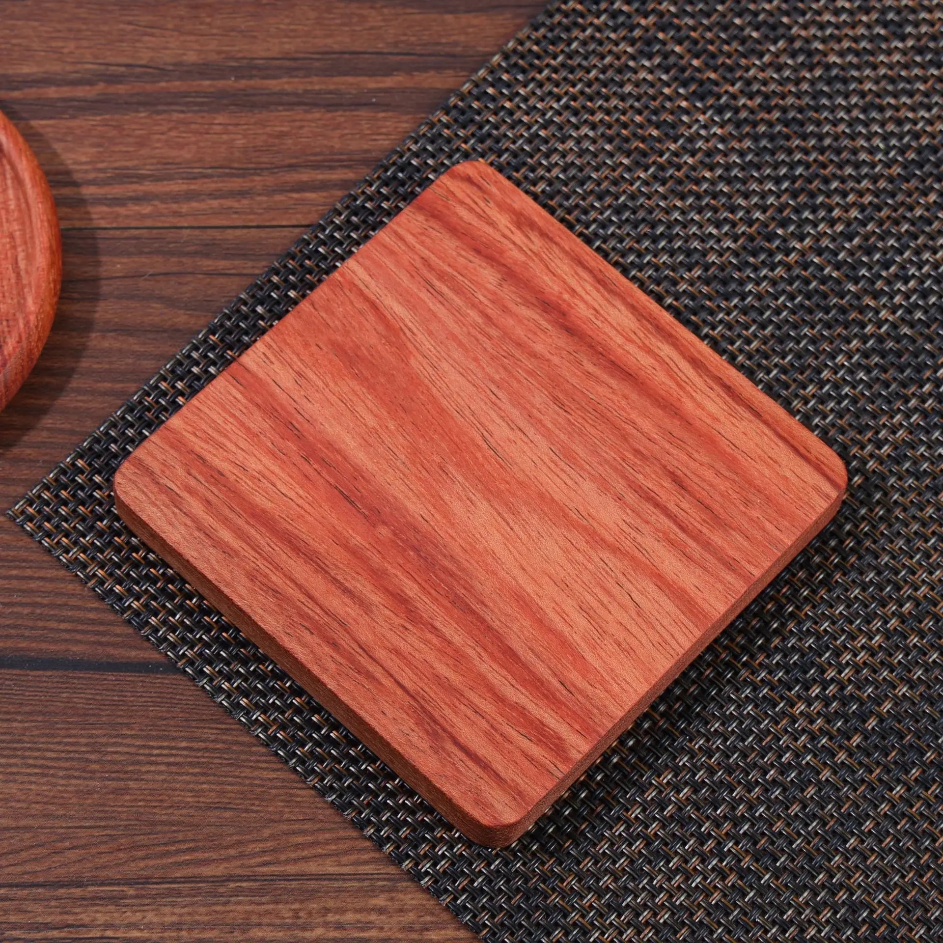 Classic Style Solid Wood Coasters - ZATShop Rosewood Square - Flat