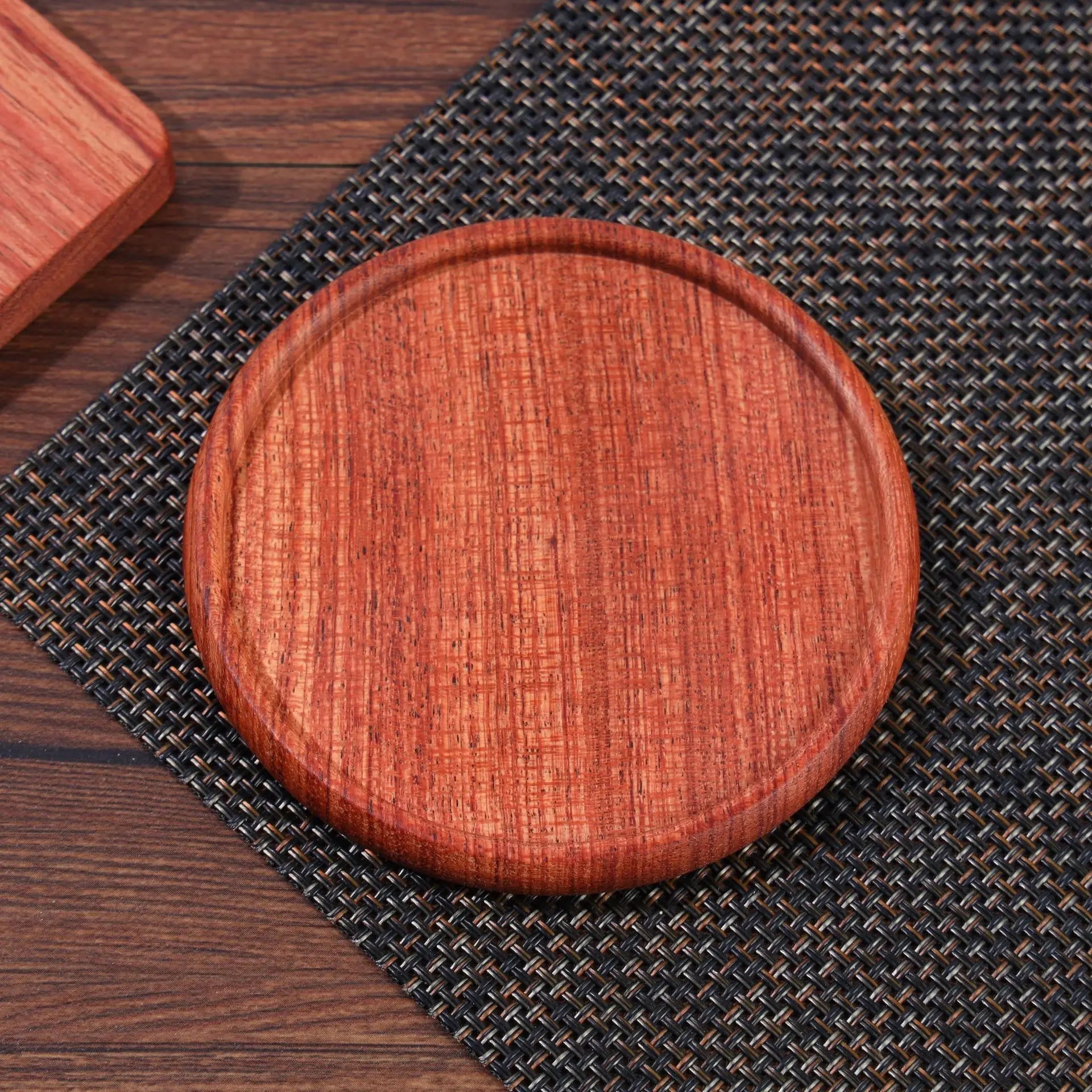 Classic Style Solid Wood Coasters - ZATShop Rosewood Round - Round Inlay