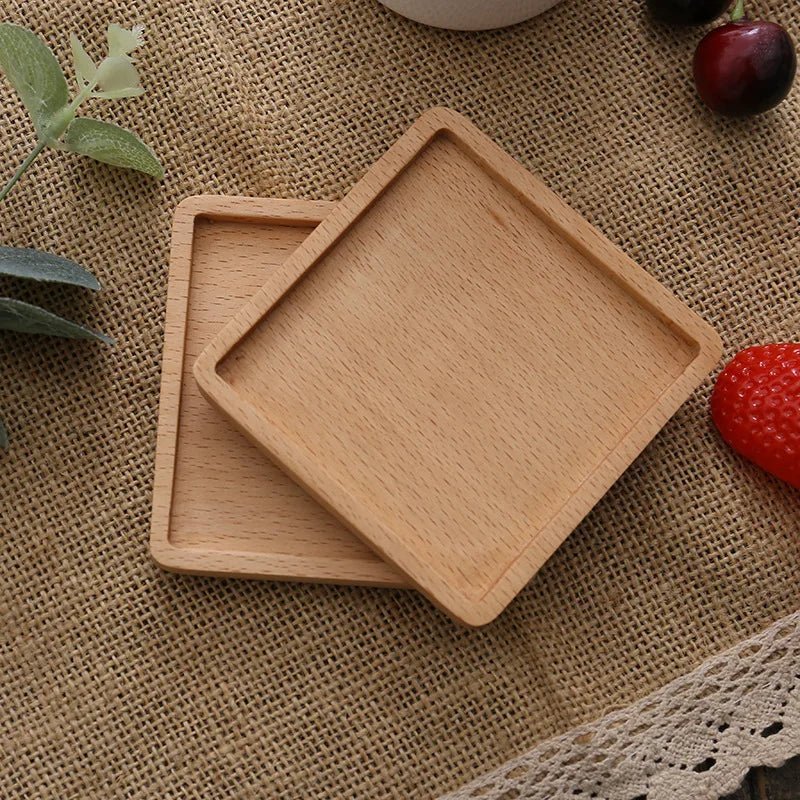 Classic Style Solid Wood Coasters - ZATShop Beech Square - Square Inlay