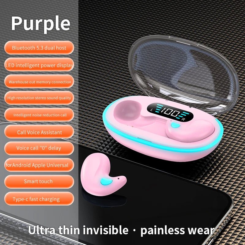 Invisible Sleep Wireless Earphone Bluetooth - ZATShop B-Purple