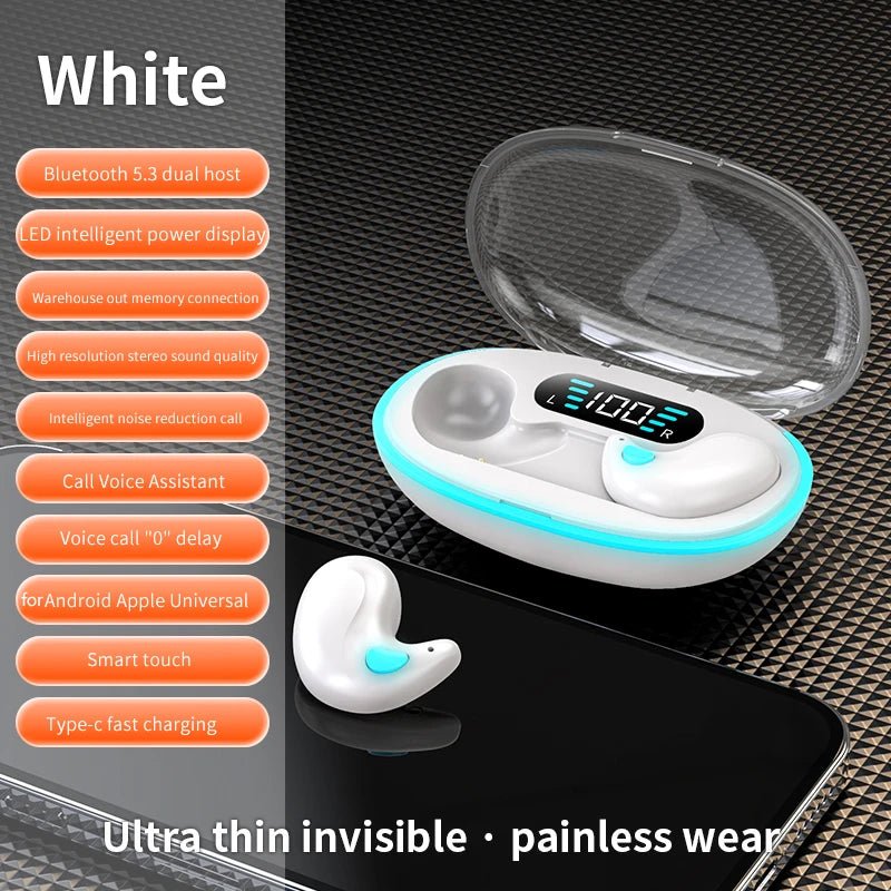 Invisible Sleep Wireless Earphone Bluetooth - ZATShop B-White