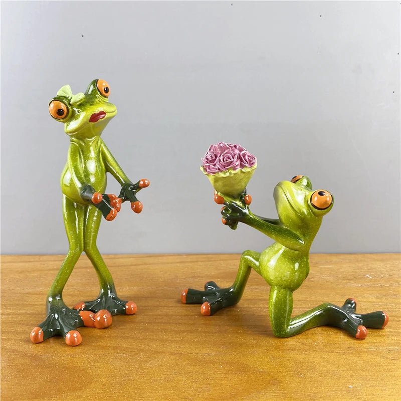 NORTHEUINS Modern Resin Frog Figurines - ZATShop Flower Frog