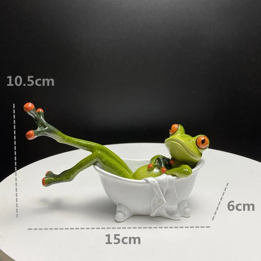 NORTHEUINS Modern Resin Frog Figurines - ZATShop Bathtub Frog