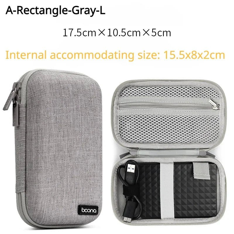 Portable Mini Hard Shell Storage Bags - ZATShop A-Rectangle-Gray-L