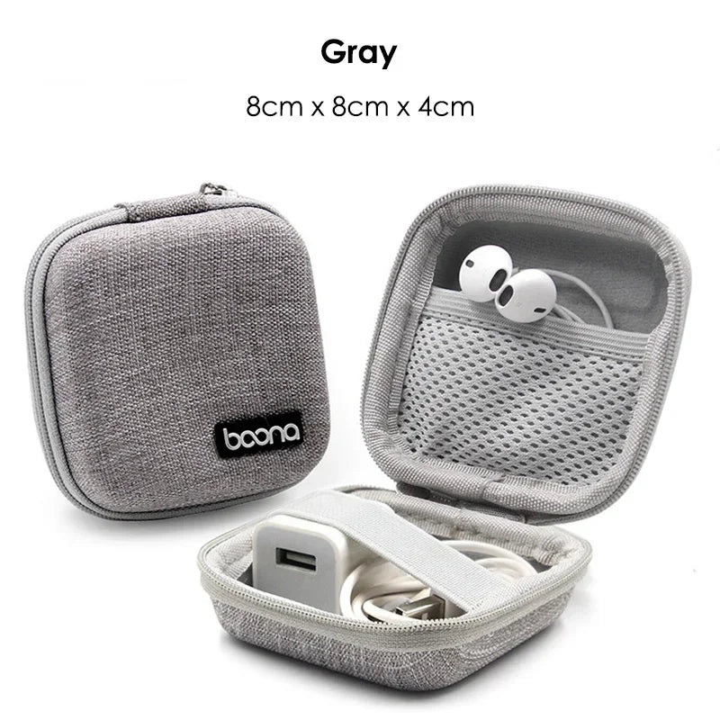 Portable Mini Hard Shell Storage Bags - ZATShop A-Square-Gray-S