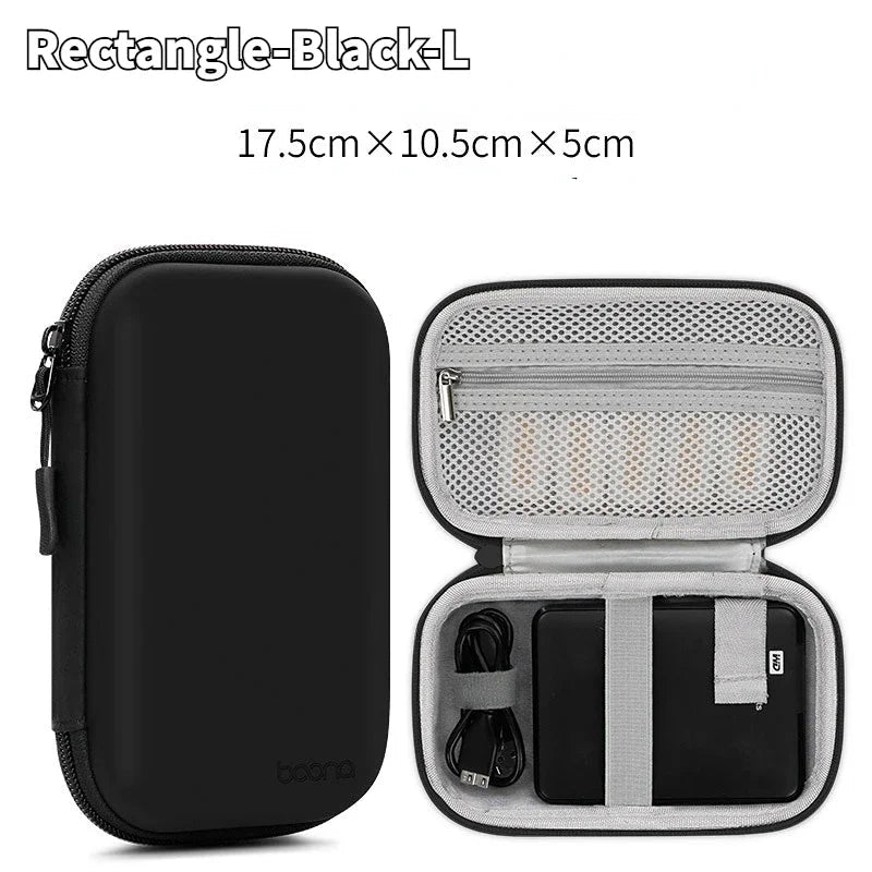 Portable Mini Hard Shell Storage Bags - ZATShop Rectangle-Black-L