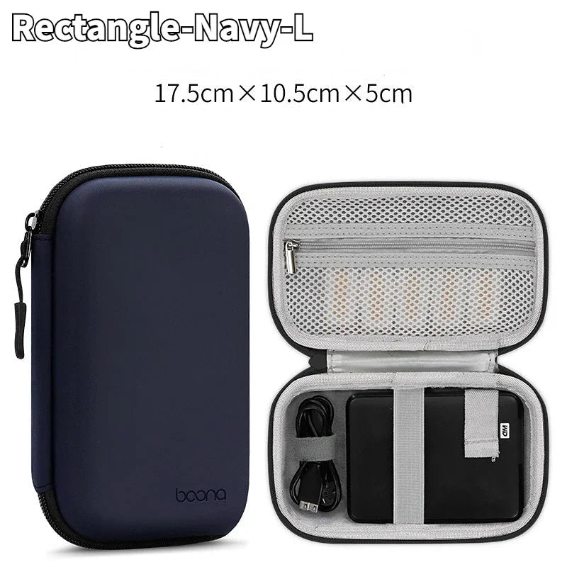 Portable Mini Hard Shell Storage Bags - ZATShop Rectangle-Navy-L