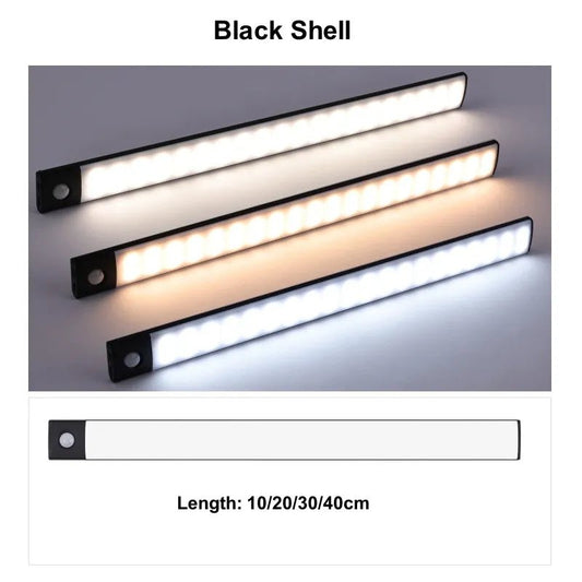 Ultra-thin PIR Motion Sensor LED Cabinet Light - ZATShop Black Shell / 3 color in 1 lamp / 10cm