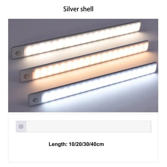 Ultra-thin PIR Motion Sensor LED Cabinet Light - ZATShop Silver Shell / 3 color in 1 lamp / 10cm